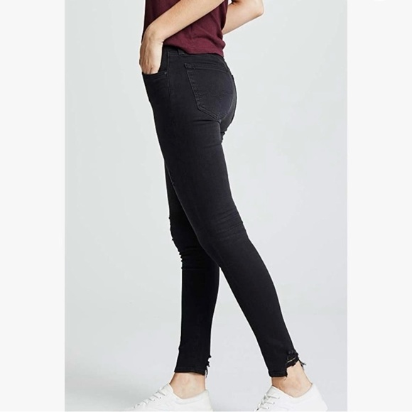 AG The Farrah High Rise Skinny Ankle Raw Hem Jeans in Black Size 28 - Picture 3 of 9